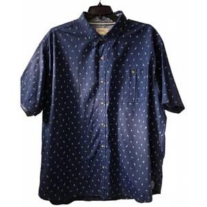 Free Planet Navy Blue Short Sleeve Button-Up Beach Shirt 3X